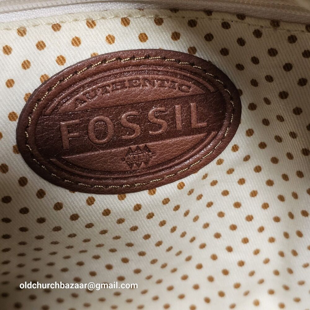 FOSSIL Tote Small Peach/Leather Canvas Hobo,Hand Bag Purse,  Pre-loved - Picture 6 of 16